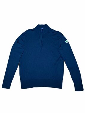 Stitch Golf Merino Wool Quarter Zip Sweater in Navy, size Large